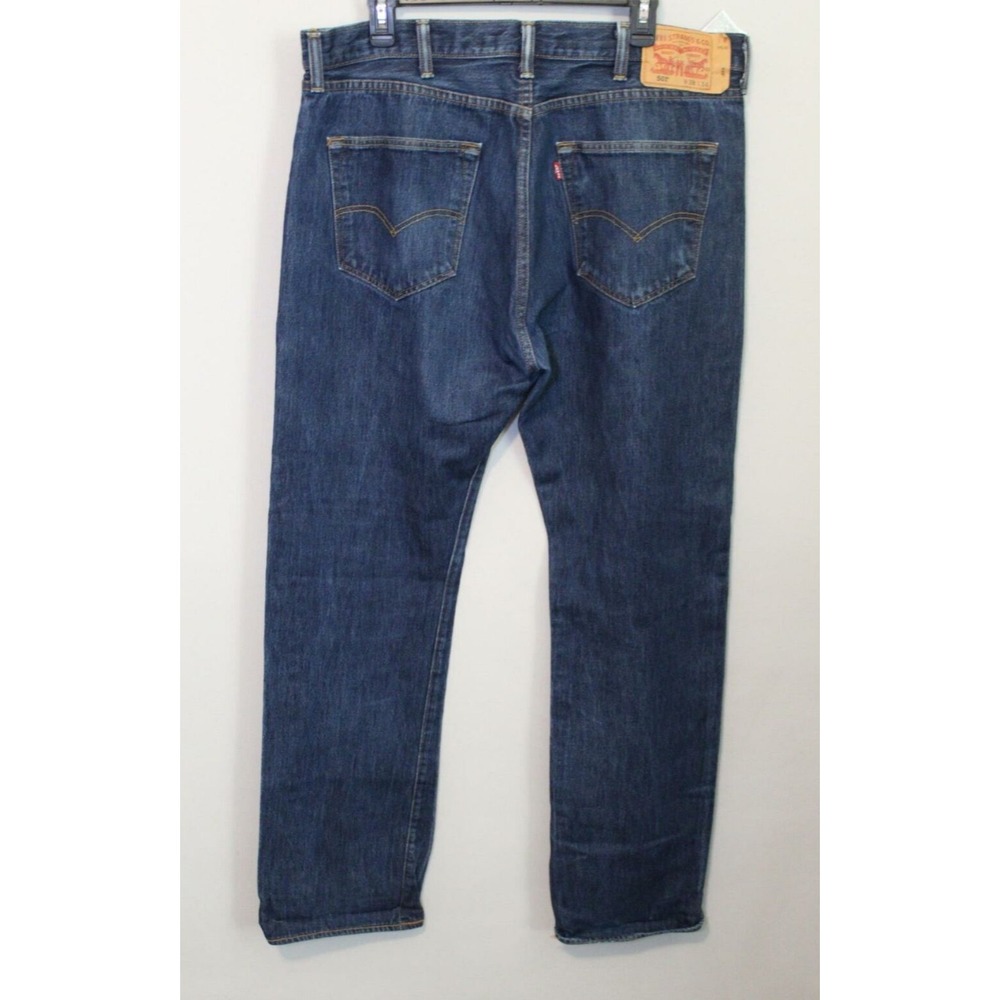Levi's 501 Button Fly Denim Jeans Dark Wash Men's Size 38 Classic Straight Work - Picture 3 of 9